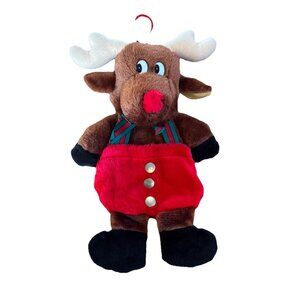 1985 Rennoc Santa’s Best 3D Brown Reindeer Plush Christmas Stocking 21" Vtg